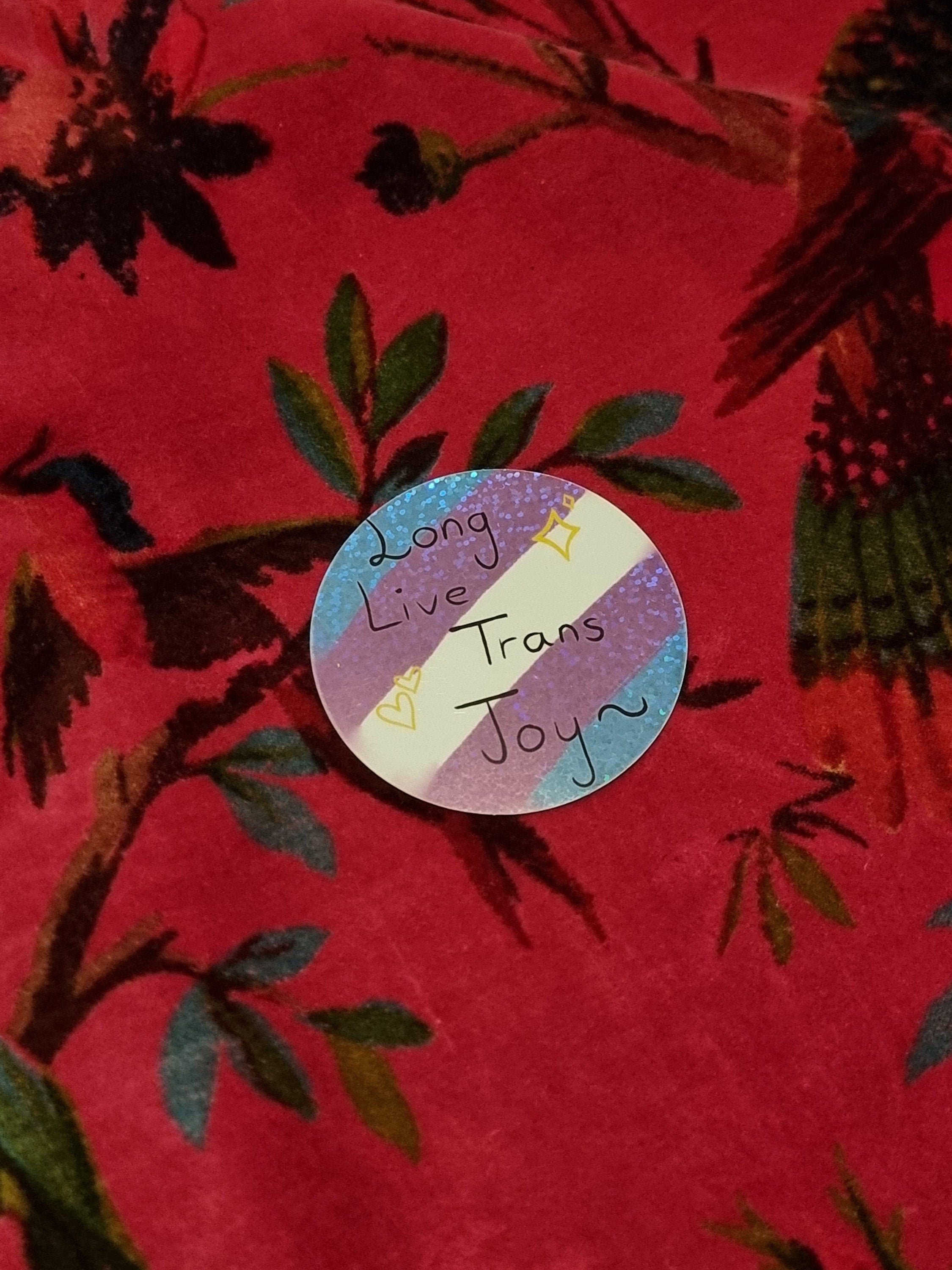 Long live Trans Joy 6cm glitter sticker created by Nu G00se Illustrations