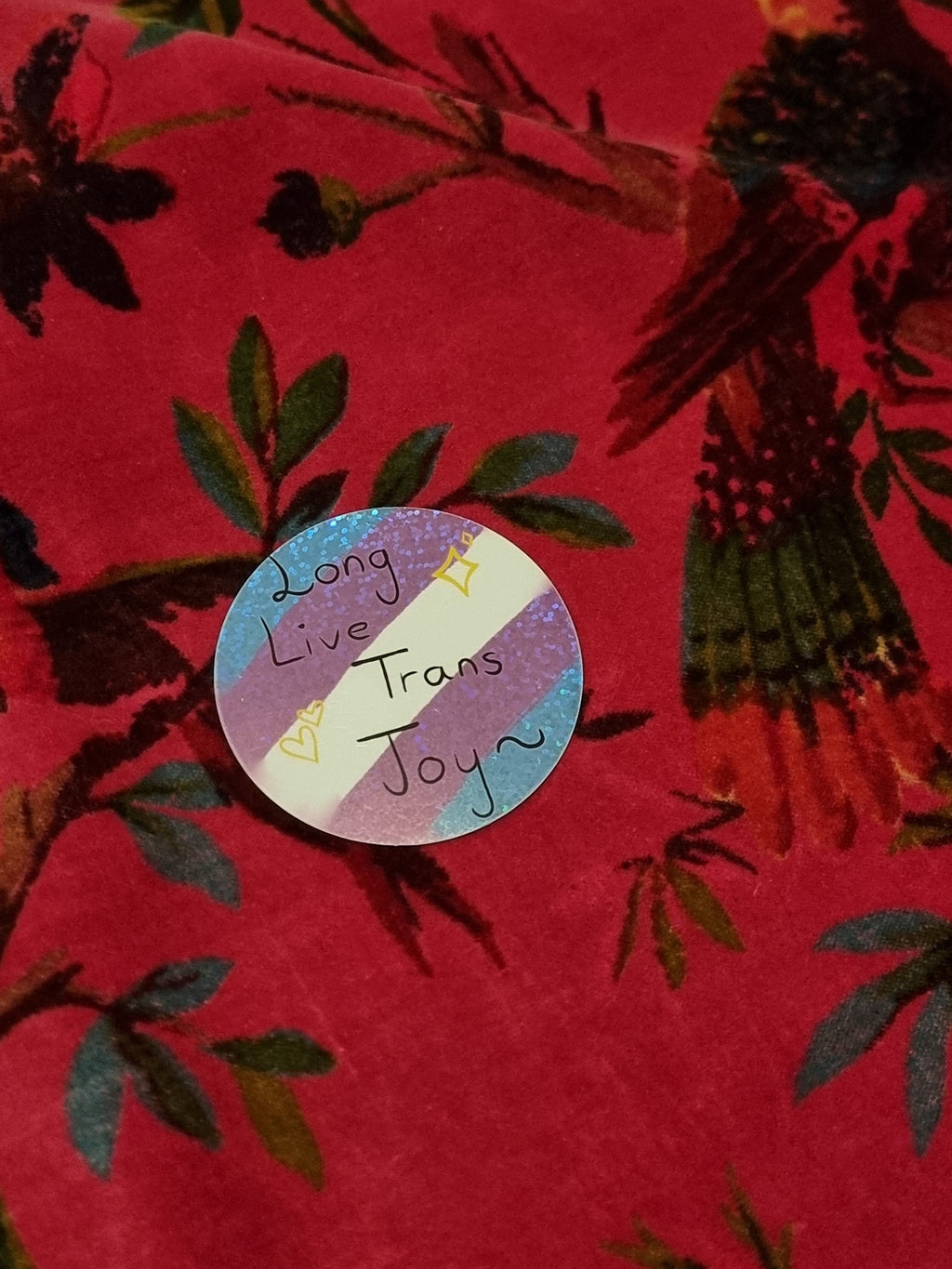 Long live Trans Joy 6cm glitter sticker created by Nu G00se Illustrations