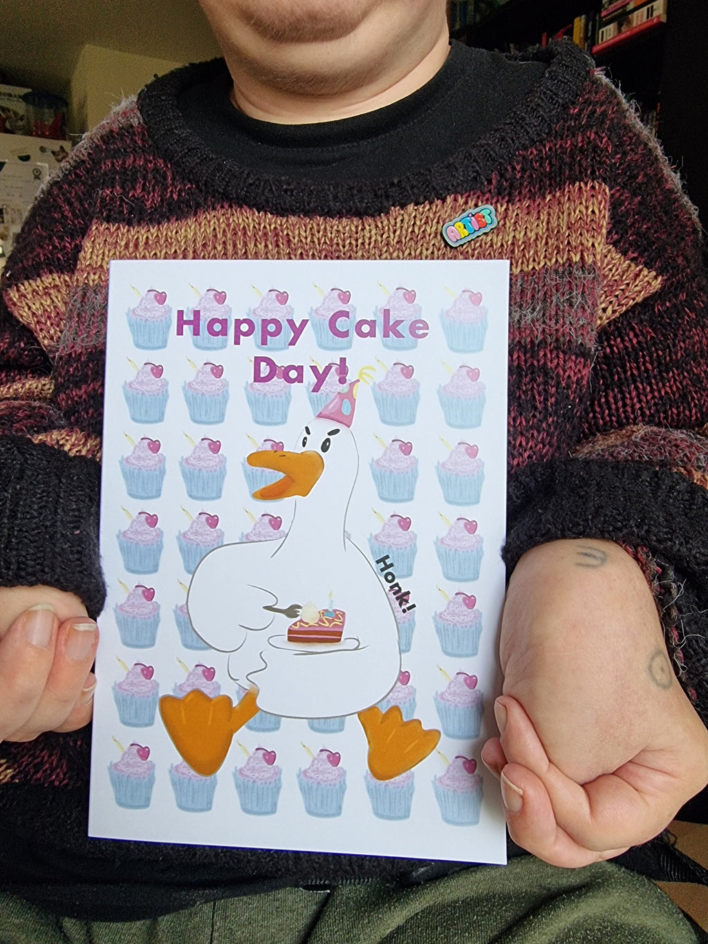 Goose Birthday Card: Happy Cake Day A5 Greeting Card